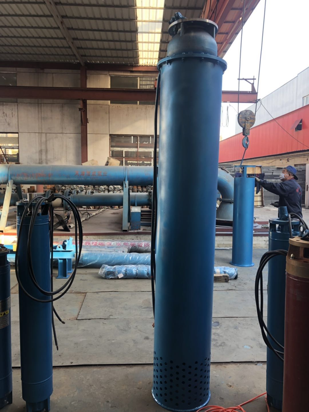 水池用斜式安装潜水泵500立方每小时40米扬程，发往安徽滁州第3张-潜水电机-潜水电泵-高压潜水电机-天津潜成泵业