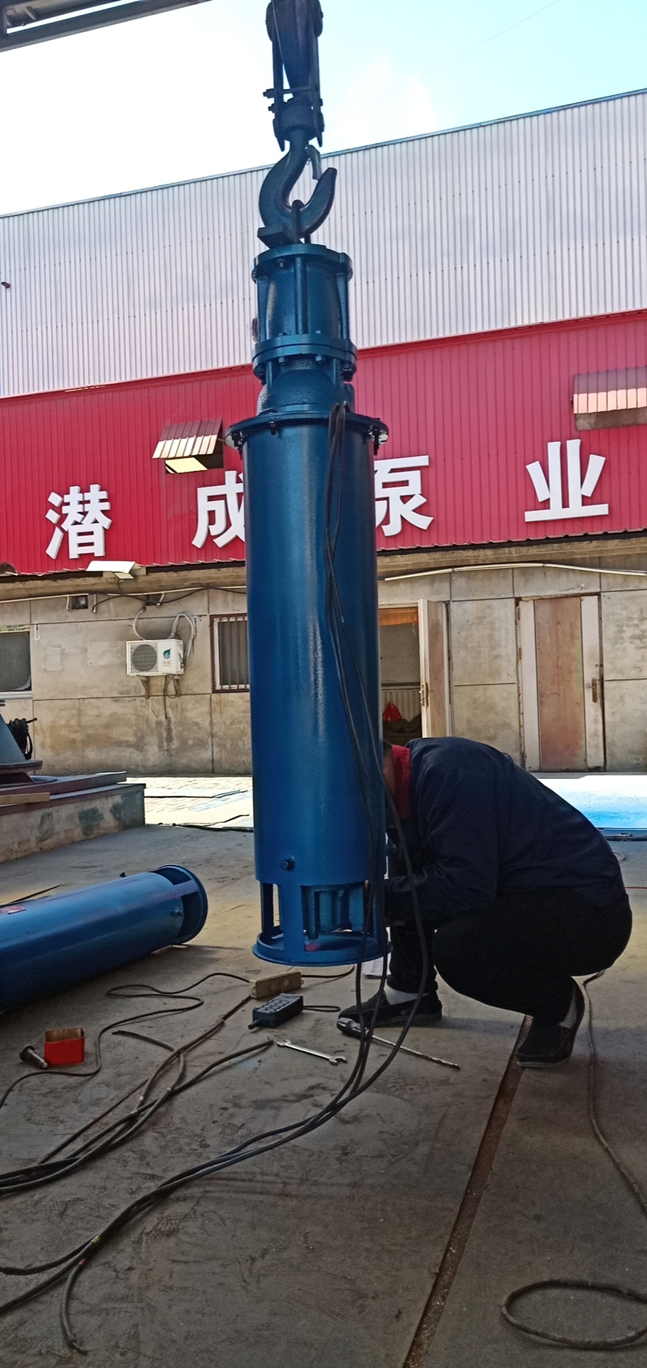 63方30米加装模拟井筒潜水泵用于水池取水第3张-潜水电机-潜水电泵-高压潜水电机-天津潜成泵业